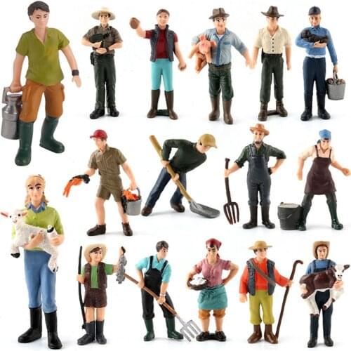 1:25 Scale Farm Human Figure Worker Farmer Action Figure PVC People Model Miniature Figurine Fairy Garden Decor Accessories