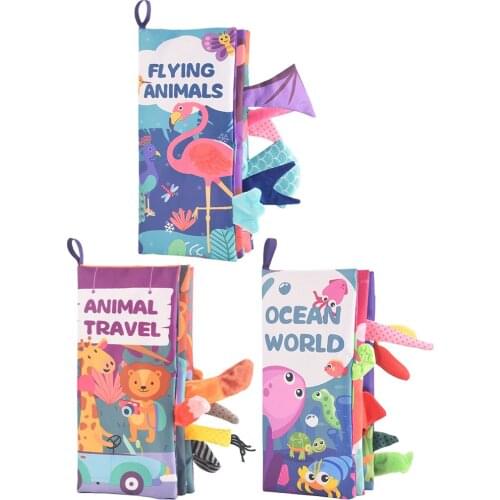 Montessori Kids Animal Tail Book Brain Teaser Toddlers Preschool Fine Motor Skill Interaction Soft Cloth Hand-eye