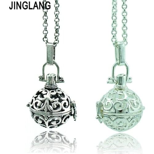 JINGLANG Fashion Pendants Necklace Baby Chime Musical Balls Pierced Cage Angel Statement Necklace Jewelry