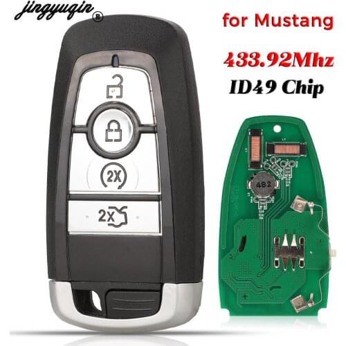 Jingyuqin 4 Buttons Remote Control Car Key Fob 434Mhz ID49 Chip For Ford Mondeo Mustang Fusion With Blade Replacement