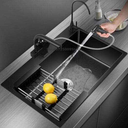 Sink Sink Single Sink Kitchen Nano Sink Sink 304 Stainless Steel Black Sink Household Sink