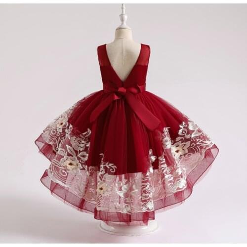 Summer Embroidery Vintage Elegant Dress For Girls Princess Dress Girl Clothes Ball Gown Flower Party Wedding Kids Dresses