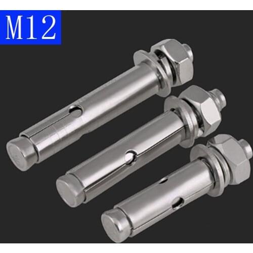 M12 80mm - 200mm Concrete Sleeve Anchors Hex Head Nut & Washer 304 Stainless Steel A2