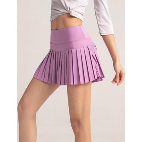 Mini Skirt Solid Color Pleated Women Anti Exposure Quick Dry Culottes for Fitness