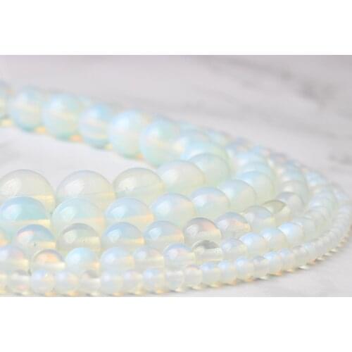 LanLi 4/6/8/10/12/14mm Fashion Natural white Opal Round Loose Stone Jewelry Beads be fit for DIY Bracelet Necklace