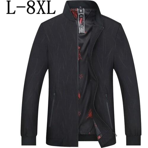 Size 8XL 7XL 6XL Mens Jackets Autumn Casual Coats Mens Stand Collar Zipper Jacket Male Bomber Jacket Men Casual Outerwear