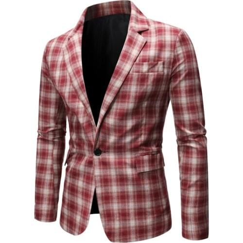 Mens Suit Jackets Fashion Plaid Blazer Casual New Style Coat Banquet Suit Coat Blazer A Cuadros De Moda