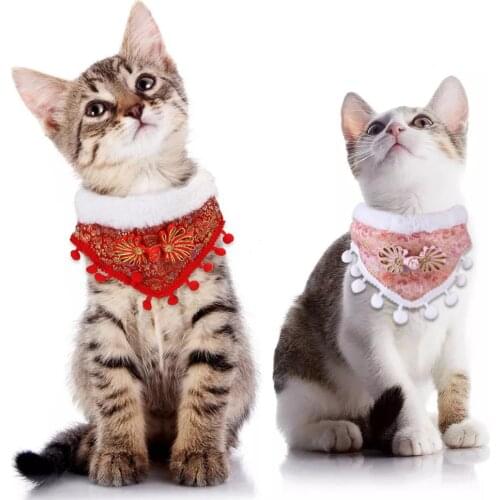 New Creative Pet Collar Retro One-word Buckle Dog Cute Bib Cat Saliva Pocket Christmas Ornaments Pet Supplies