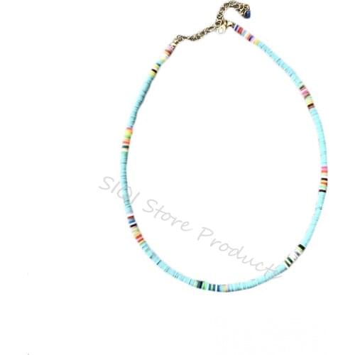 Colourful Soft Clay Women Necklace Handmade Adjustable Bohemian Short Choker Statement Fashion For Women Add Charm Jewelry