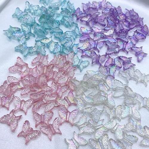 Potosala 100pcs Butterfly Shape Glass Spacer Beads 16mm Multicolor For DIY Handmade Jewelry Accessories Necklace Bracelet Making