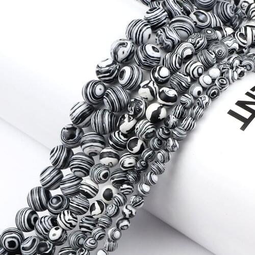 Natural Grey Malachite Round Loose Stone Spacer Beads for DIY Jewelry Making Bracelet For women Men Charm Jewelry Gifts 4 6 8mm