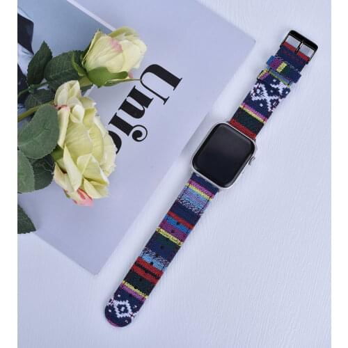 High Quality Nylon Fabric Strap For Apple Watch Band 44mm 40mm 38mm 42mm National Wind Bracelet for iWatch Series 6 SE 5 4 3 2 1