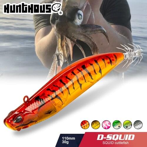 Hunthouse D-squid jigging lure pencil LW522 110mm 30g sinking egi suqid leurre tip-run EGI hook fishing hard bait for turlutte