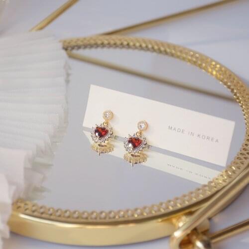 14k Real Gold Plated Micro-inlaid Zircon Exquisite Love Cute Stud Earrings for Woman Shiny Holiday Daily Gift Elegant Earring