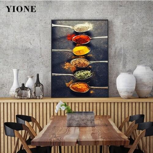 Spices Seasoning Powder Food Canvas Pictures Modern Art Posters and Prints Kitchen Restaurant Wall Paintings Home Decoration