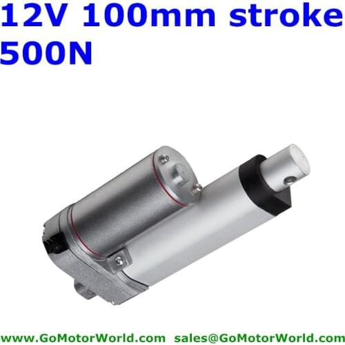 Waterproof 12V 100mm Stroke 500N 50KG 110LBS force industry Linear Actuator free shipping
