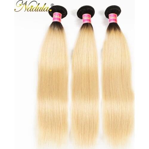Nadula Hair 3 Bundles Deal Brazilian Hair Straight Ombre Hair Extensions 100% Remy Human Hair Weaves T1b/613 Color Free Shipping