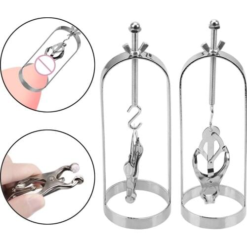 BDSM Toys 1Pair Metal Nipple Clips Bondage Nipple Stimulator Adjustable Torture Play Clamps Retention Device Breast Massage 18