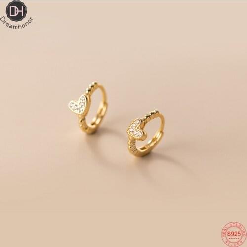 Dreamhonor Genuine 925 Sterling Silver CZ Zircon Heart Shape Clip Earrings for Women Wedding Party Jewelry Gifts
