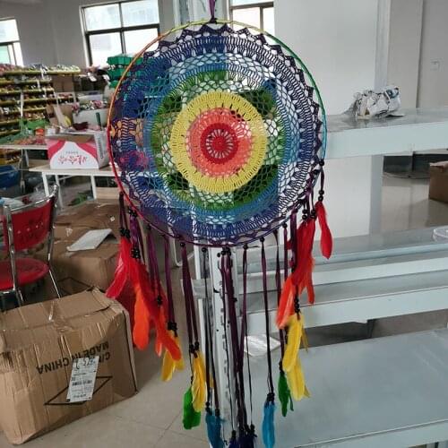 100cm Rainbow Color Feather Extra Large Dream Catchers Home Wall Decor Big Dreamcatcher for Room Hanging Ornaments