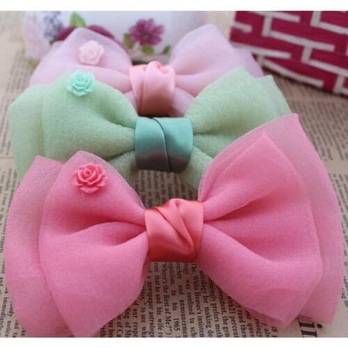20Pc Bowknot Girls hair accessories Sew On Clothes Patches DIY Shoes Applique Satin Ribbon Bow Patches Wedding Garment Accessory