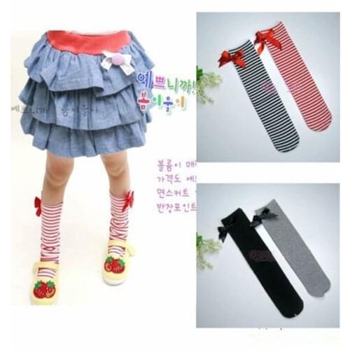 2018 baby Girls Socks Pricess Knee High Bows Cute Baby Kids Socks Long Tube Sock Children Leg Warmer Girl Booties Sweet Socks