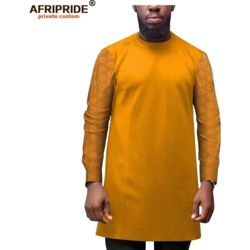 2019 African Men Traditional Set Dashiki Printed Shirt+Ankara Pants Set Crop Top Attire Tribal Wear Outfit AFRIPEIDE A1914008