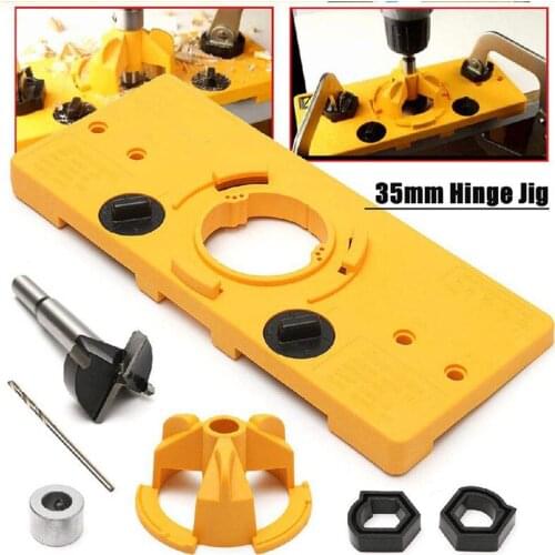 35mm Hinge Hole Saw Jig Drilling Guide Locator Door Hole Opener Forstner Bit Positioner Tool Carbide DIY Woodworking Hole Cutter