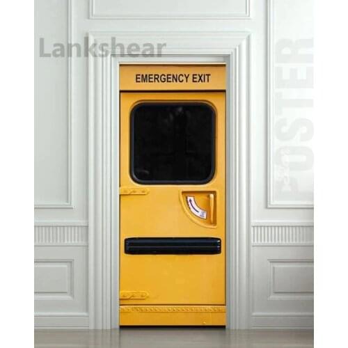 Door 3D Stickers Emergency Exit Fire Station Mural Decole Film Self-adhesive Poster Wallpaper Home Decor Print