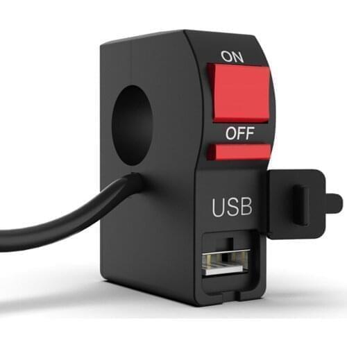 7/8" 22mm Motorcycle Headlight Switch USB Car Charger Multifunction Handlebar Phone Charger car 2.1A USB Charge Motorbike Parts