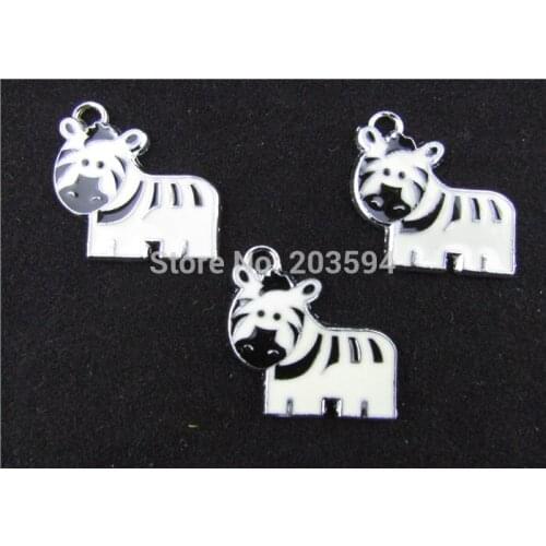 AE140 20pcs Mixed Enamel Alloy zebra Charms Pendants DIY Jewelry Findings 22x22mm