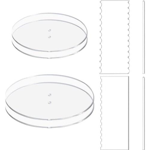 Acrylic Cake Disc,Round Acrylic Cake Disc Set with Square Smoother Scraper for Serving Bake Goods and Art Craft Project