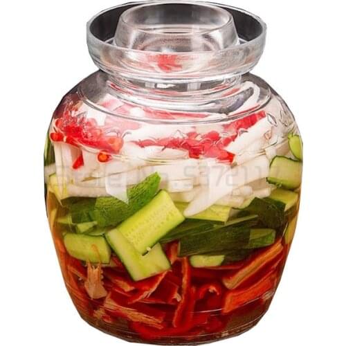 Sichuan China Pickling Pickles Jar Thicken Transparent Glass Kimchi Jar Water Seal Pickle Jars Vegetable Pickling Container Gift