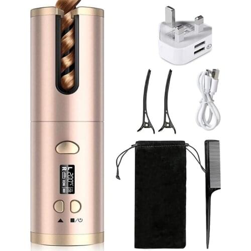 Cordless Hair Curler Rechargeable 8-18s Auto Curling Anti-scalding Curler 6Levels Temperatures Mode for All Hair Type