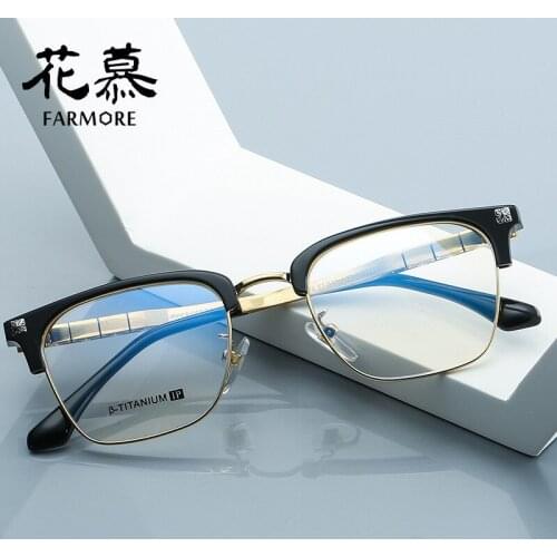 Pure titanium glasses frame with nearsighted glasses frame anti-Blue ray retro glasses frame male flat light lens