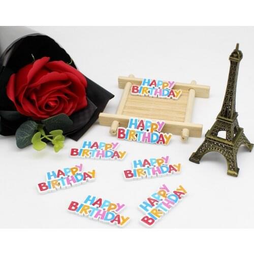 30pcs/lot happy Birthday 2 Holes Decorative Buttons Lovely Craft Supplies Wood Buttons Sewing Scrapbooking