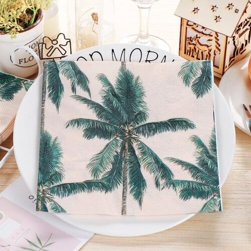 Decoupage wedding vintage napkin paper green tissue Palm tree handkerchief birthday party Xmas beautiful serviettes decor 20