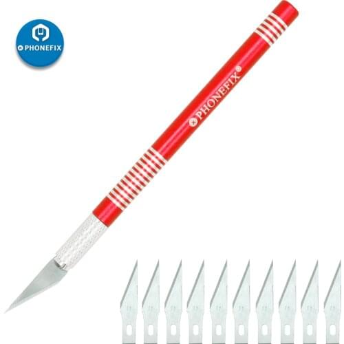 Wood Paper Cutter Metal Scalpel Knife Tools Kit Engraving Craft knives + 10pcs Blades Mobile Phone PCB DIY Repair Hand Tools