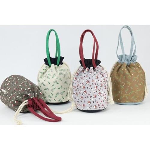 HJKL canvas drawstring bag Cartoon Bunch of pocket Pull on the rope bag Mobile phone bag Storage Reticule gift Cosmetic bag