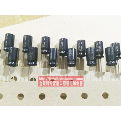 10PCS/30PCS Import ELNA audio fever capacitor 16V220UF 6X12 RW2 series 105 degrees Ina Black gold free shipping