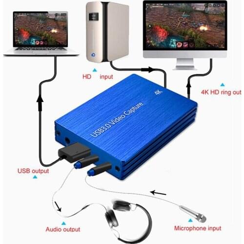 4K USB 3.0 2.0 Video Capture Card HDMI-compatible 1080P 60fps Video Recorder for PS4 Camera PC Game Grabber OBS Live Streaming
