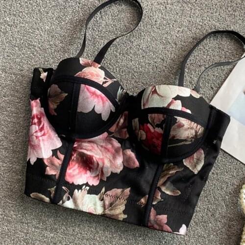 Tank Top Nightclub Sexy Short Chest Binder Floral Camisole Mujer Push Up Tube Top Camisole Women Corset Debardeur 2021 Summer