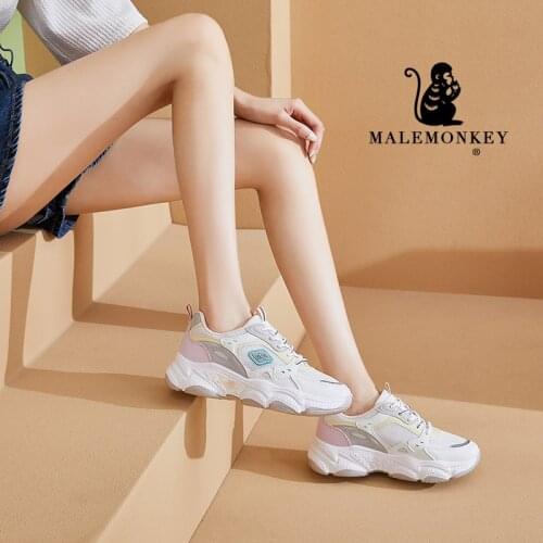 Platform Sneakers Women Casual Shoes 2021 Autumn Outdoor Non-slip Lace Up Chunky Sneakers Comfortable Female Shoes White New