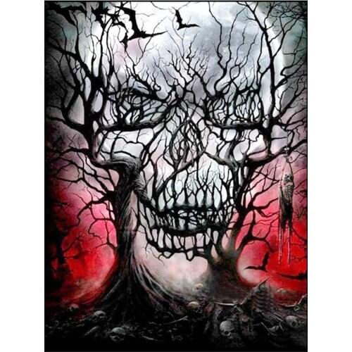 Round Full Drill Diamond Painting Skull Dead Branches Halloween Nouveaute DIY Needlework Mosaic Embroidery 5D Cross Stitch