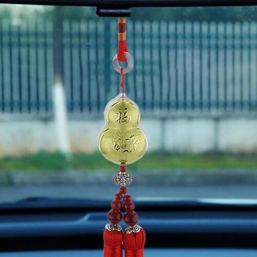 Lucky Chinese Style Gold Foil Gourd Safety Car Rearview Mirror Wall Hanging Pendant Interior Accessories Ornaments