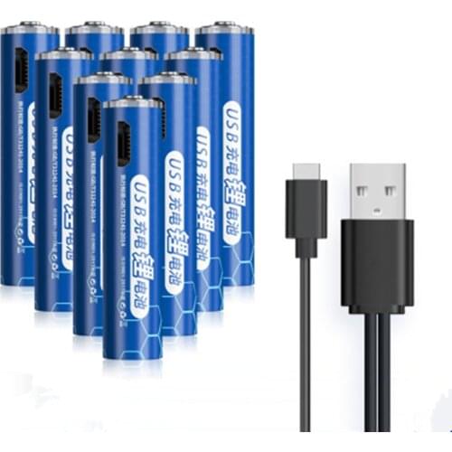 10pcs/lot Hot sale 1.5V USB AAA rechargeable battery 1000mwh USB rechargeable lithium battery rangefinder toy battery
