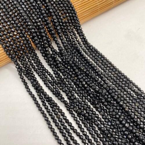 Small Beads Natural Semi-Precious Obsidian Faceted Beads for Ms Jewelry Making Charms DIY Necklace Bracelet Accessories 3mm
