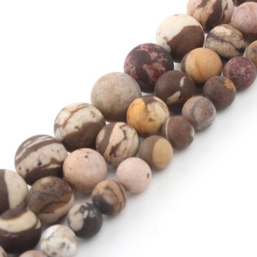 Matte Australia Zebra Jasper Natural Stone Round Loose Spacer Beads For Jewelry Making 6 8 10 mm DIY Bracelet Necklace 15 inch