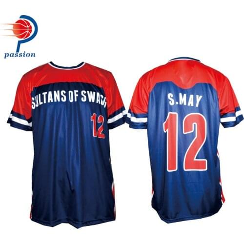 MOQ 5 pcs $25 Each Best Seller Mens Red Navy Blue Crew Neck Team Softball Jerseys