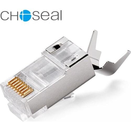 Choseal QS6017S Cat7 RJ45 Gold-plated Connector 8P8C FTP RJ45 Plug Modular Ethernet Cable Connector
